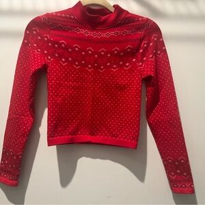 Fabletics Red Patterned Long Sleeve Top